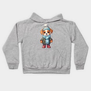 Winter Dog Kid in Snowy Kids Hoodie